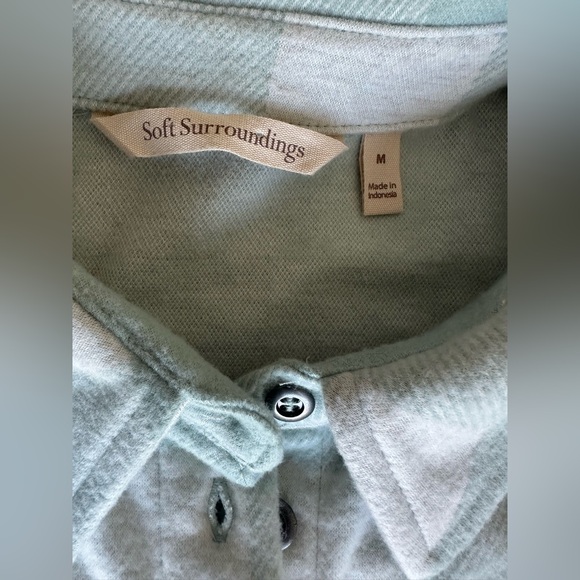 Soft Surroundings Mad About Plaid Jadeite Buffalo Check Comfy Roll-Tab Tunic M - Picture 11 of 14